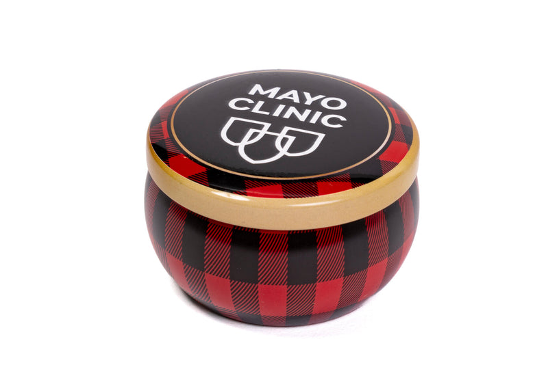 Candle, buffalo plaid